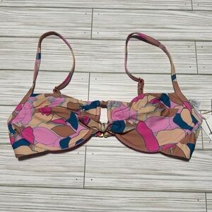 L Space Eco Chic Econyl® Rose Bikini Top Color Sundazed Floral Size S NWT